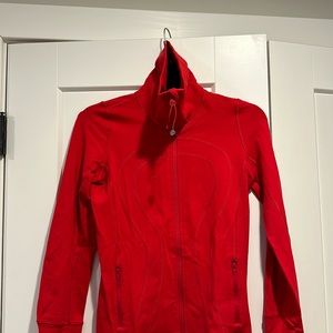 Lululemon define high neck zip up bright red size 2.